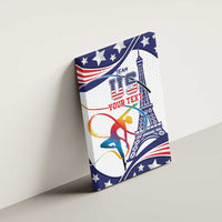 Blue USA gymnastics canvas wall art featuring gymnast silhouette and stars
