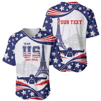 Personalized USA swimming baseball jersey set, one with TEAM US, one with YOUR TEXT