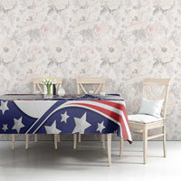 Patriotic USA swimming tablecloth with navy, red, and white star-and-stripe design
