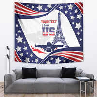 Personalized USA swimming tapestry, full front with swimmer silhouette, USA emblem, tower graphic