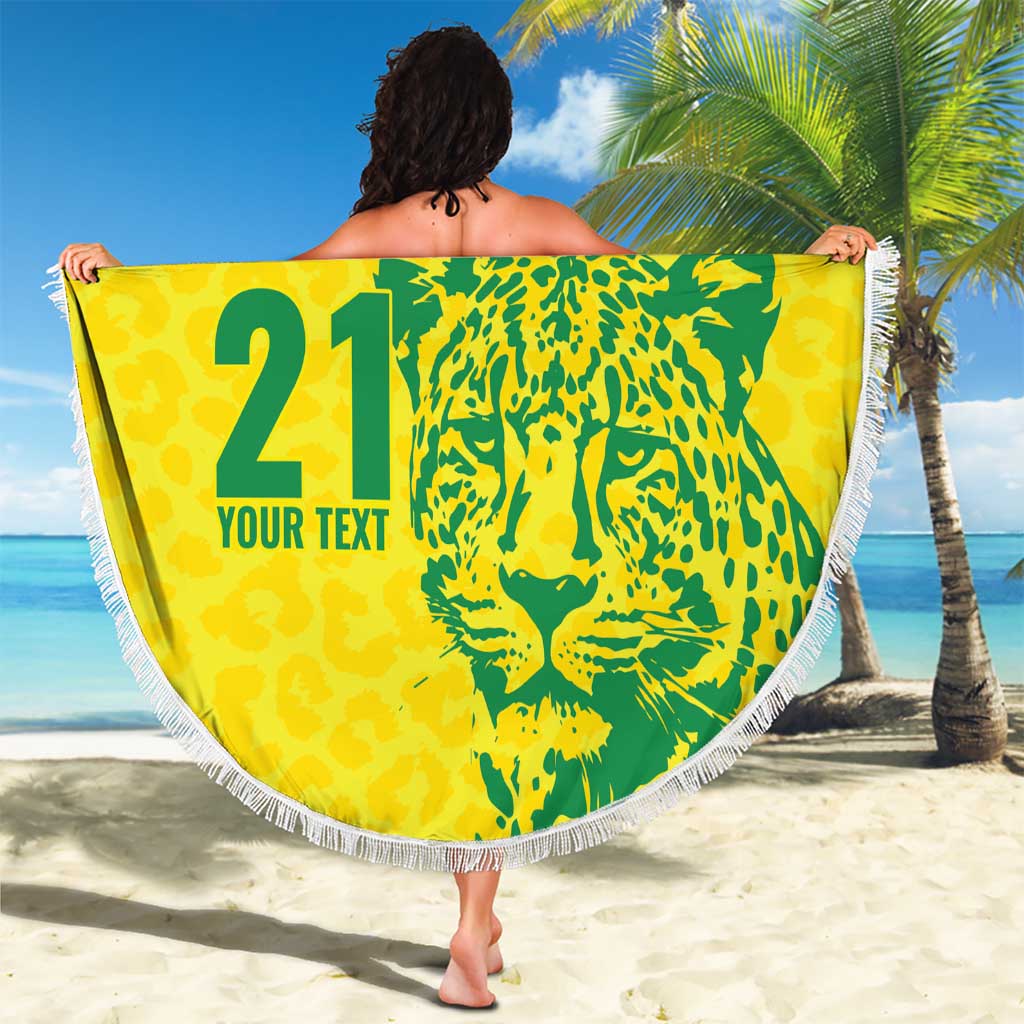 Custom Guyana Golden Jaguars Beach Blanket Heritage Flame Edition - Wonder Print Shop