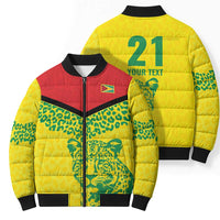Custom Guyana Golden Jaguars Bomber Puffer Jacket Heritage Flame Edition - Wonder Print Shop