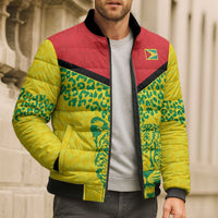 Custom Guyana Golden Jaguars Bomber Puffer Jacket Heritage Flame Edition - Wonder Print Shop