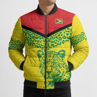 Custom Guyana Golden Jaguars Bomber Puffer Jacket Heritage Flame Edition - Wonder Print Shop