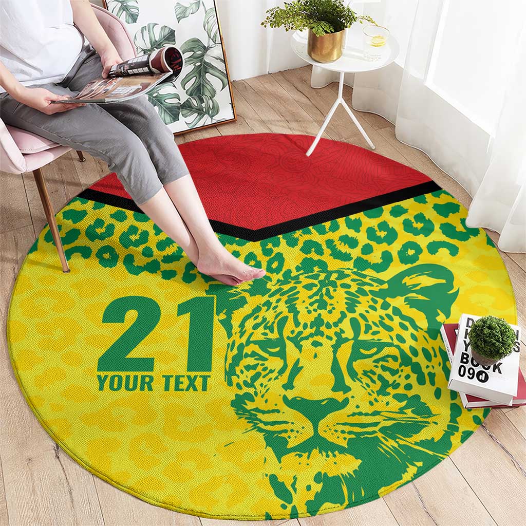 Custom Guyana Golden Jaguars Round Carpet Heritage Flame Edition - Wonder Print Shop