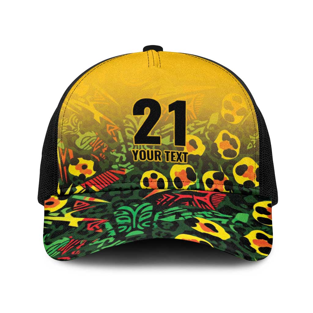 Custom Guyana Football Baseball Net Cap Spirit of the Jaguar - Yellow - Wonder Print Shop