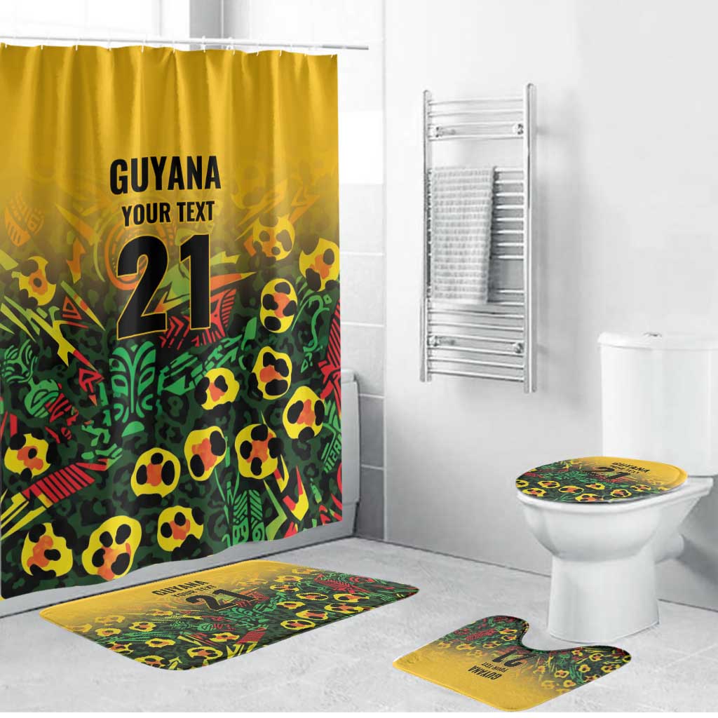 Custom Guyana Football Bathroom Set Spirit of the Jaguar - Yellow - Wonder Print Shop