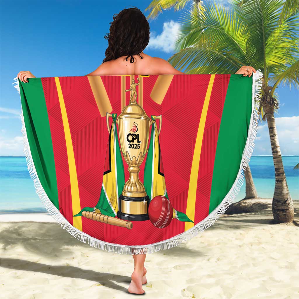 Custom Guyana Victory Run 2025 Beach Blanket Caribbean Cricket Supporter Amazon Warriors - Wonder Print Shop