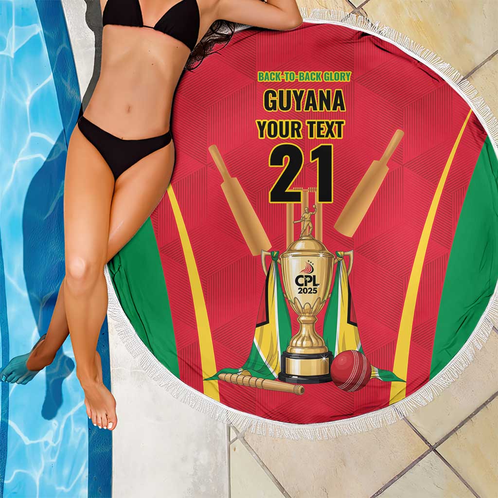 Custom Guyana Victory Run 2025 Beach Blanket Caribbean Cricket Supporter Amazon Warriors - Wonder Print Shop