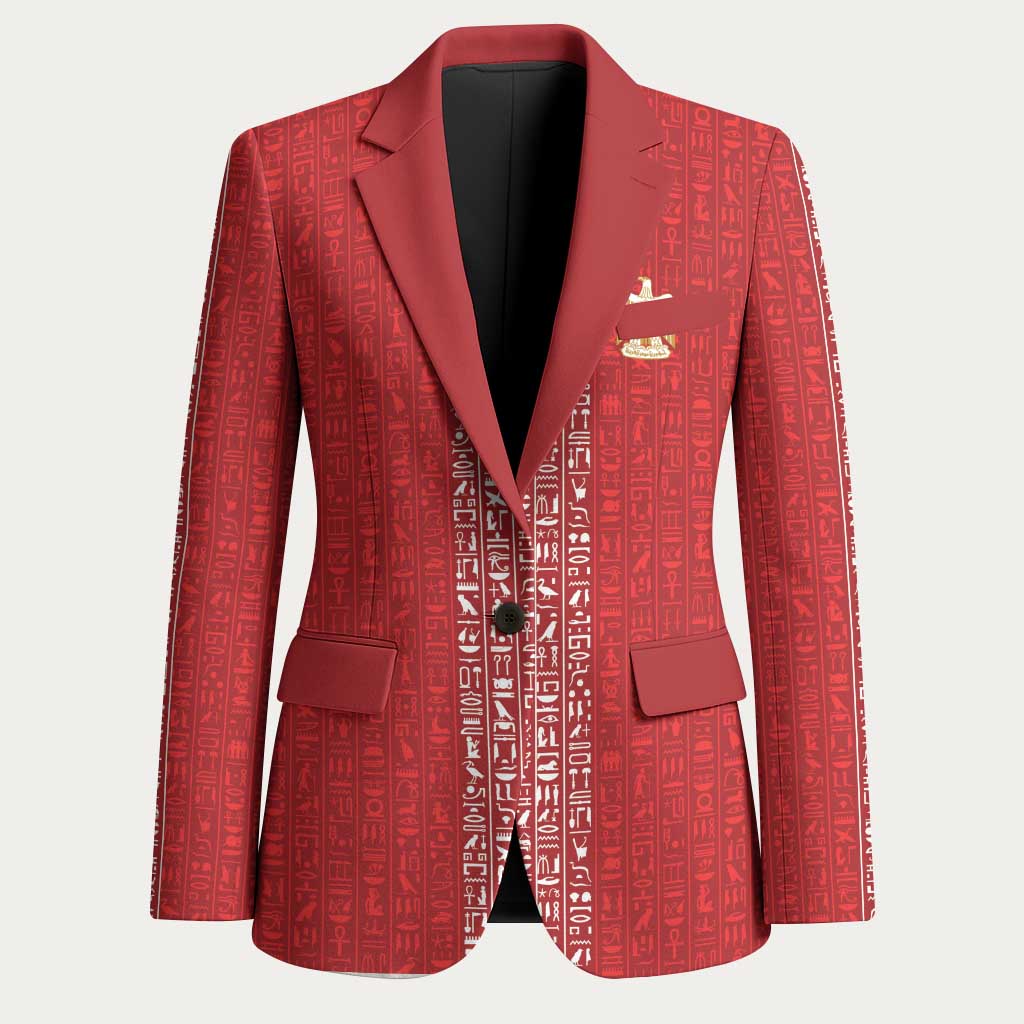 World Football 2026 Egypt Custom Blazer Red Ancient Egyptian Hieroglyphs - Wonder Print Shop