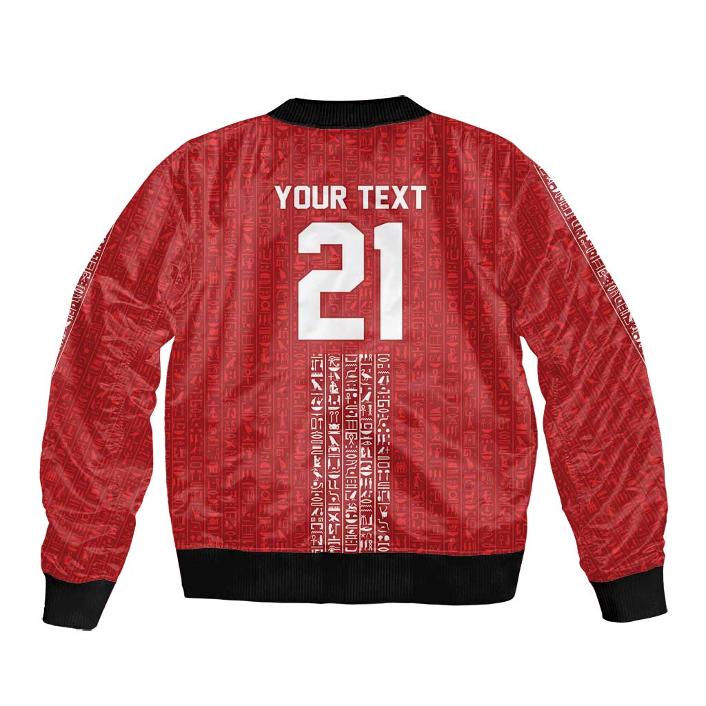 World Football 2026 Egypt Custom Bomber Jacket Red Ancient Egyptian Hieroglyphs - Wonder Print Shop