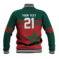 World Football 2026 Morocco Custom Baseball Jacket African Geometric Red Pattern - Wonder Print Shop