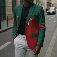 World Football 2026 Morocco Custom Blazer African Geometric Red Pattern - Wonder Print Shop