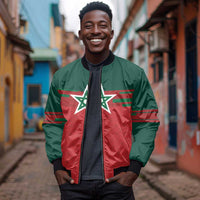 World Football 2026 Morocco Custom Bomber Jacket African Geometric Red Pattern - Wonder Print Shop