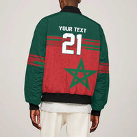 World Football 2026 Morocco Custom Bomber Jacket African Geometric Red Pattern - Wonder Print Shop