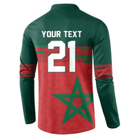 World Football 2026 Morocco Custom Button Sweatshirt African Geometric Red Pattern