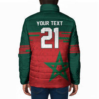 World Football 2026 Morocco Custom Padded Jacket African Geometric Red Pattern - Wonder Print Shop