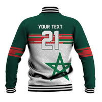 World Football 2026 Morocco Custom Baseball Jacket African Geometric White Pattern - Wonder Print Shop
