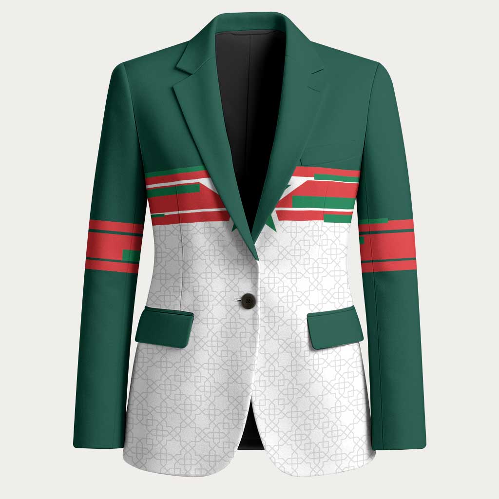 World Football 2026 Morocco Custom Blazer African Geometric White Pattern - Wonder Print Shop