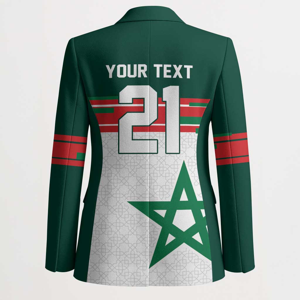 World Football 2026 Morocco Custom Blazer African Geometric White Pattern - Wonder Print Shop