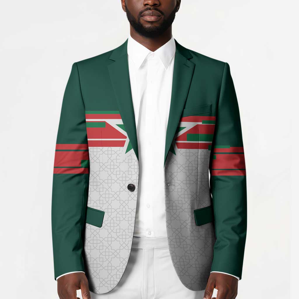 World Football 2026 Morocco Custom Blazer African Geometric White Pattern - Wonder Print Shop