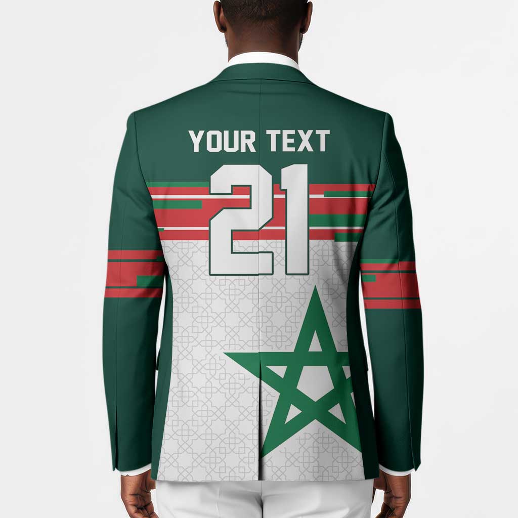 World Football 2026 Morocco Custom Blazer African Geometric White Pattern - Wonder Print Shop