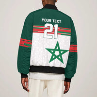 World Football 2026 Morocco Custom Bomber Jacket African Geometric White Pattern - Wonder Print Shop