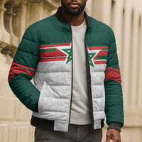 World Football 2026 Morocco Custom Bomber Puffer Jacket African Geometric White Pattern - Wonder Print Shop