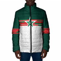 World Football 2026 Morocco Custom Padded Jacket African Geometric White Pattern - Wonder Print Shop