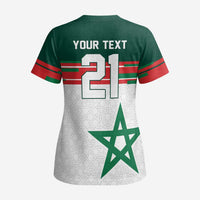 World Football 2026 Morocco Custom Scrub Top African Geometric White Pattern - Wonder Print Shop