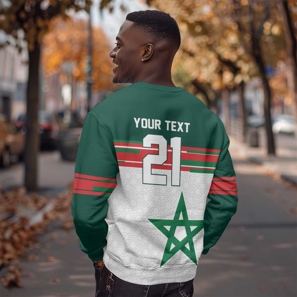 World Football 2026 Morocco Custom Sweatshirt African Geometric White Pattern - Wonder Print Shop