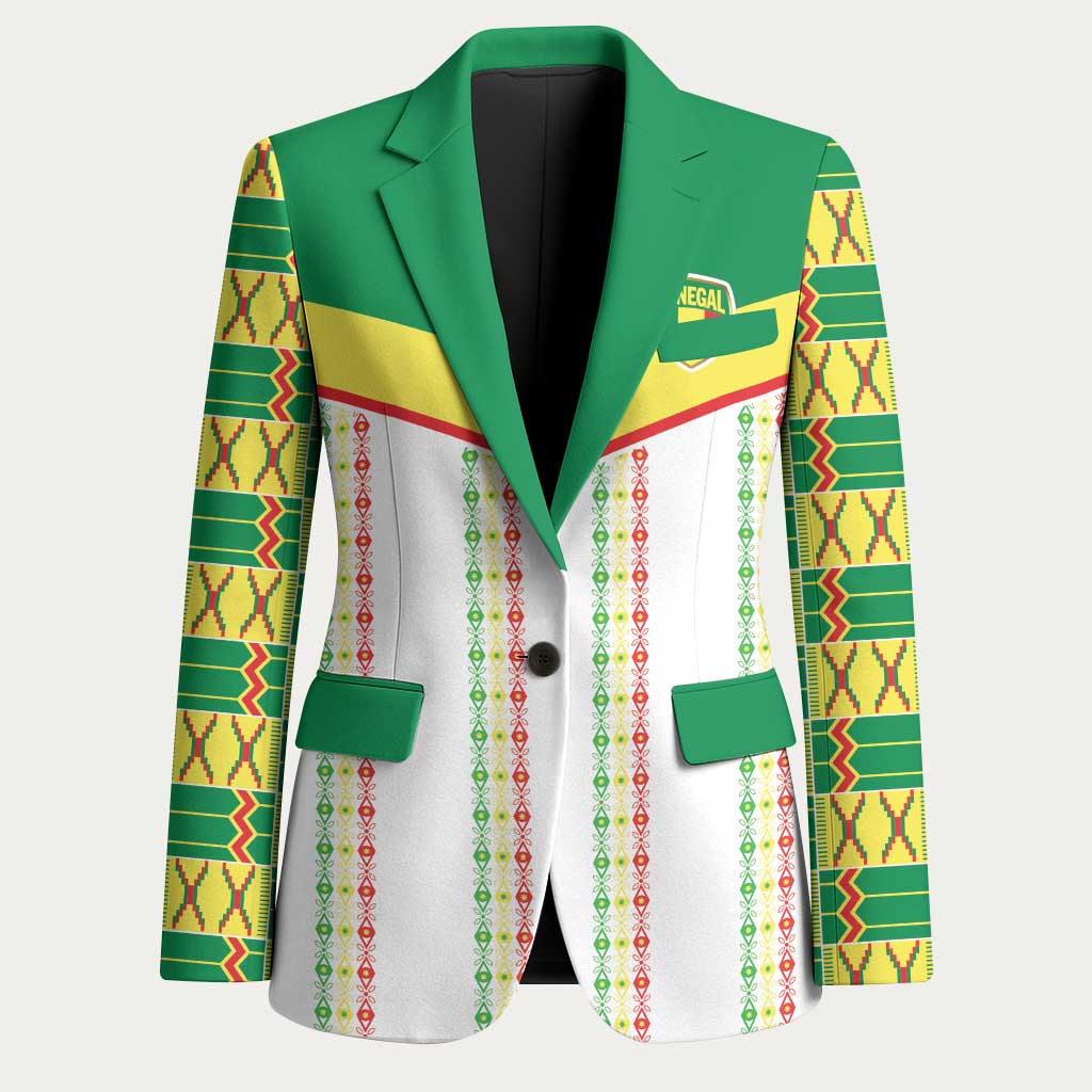 World Football 2026 Senegal Custom Blazer African Kente White Pattern - Wonder Print Shop