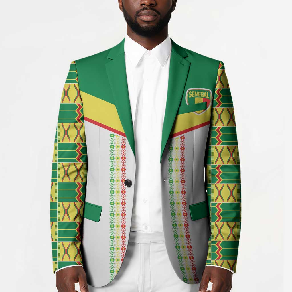 World Football 2026 Senegal Custom Blazer African Kente White Pattern - Wonder Print Shop