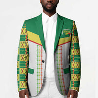 World Football 2026 Senegal Custom Blazer African Kente White Pattern - Wonder Print Shop