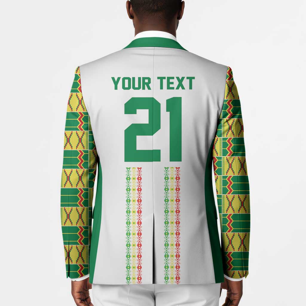 World Football 2026 Senegal Custom Blazer African Kente White Pattern - Wonder Print Shop