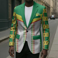 World Football 2026 Senegal Custom Blazer African Kente White Pattern - Wonder Print Shop