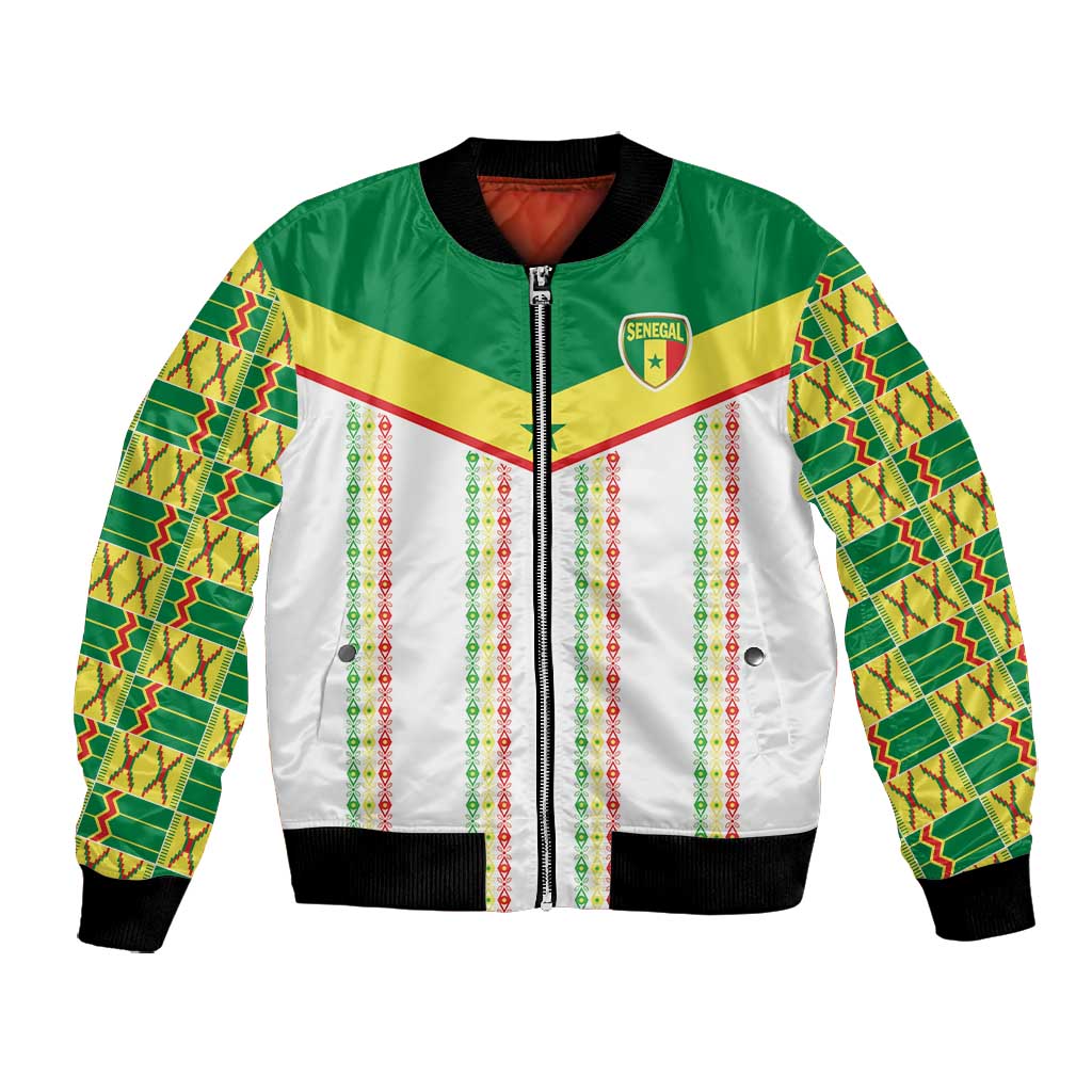 World Football 2026 Senegal Custom Bomber Jacket African Kente White Pattern - Wonder Print Shop