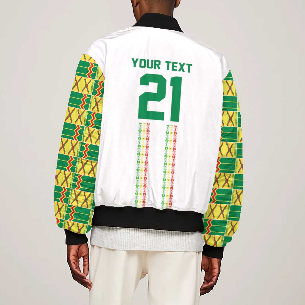 World Football 2026 Senegal Custom Bomber Jacket African Kente White Pattern - Wonder Print Shop