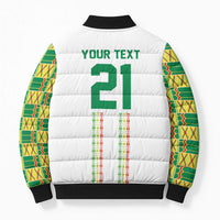 World Football 2026 Senegal Custom Bomber Puffer Jacket African Kente White Pattern - Wonder Print Shop