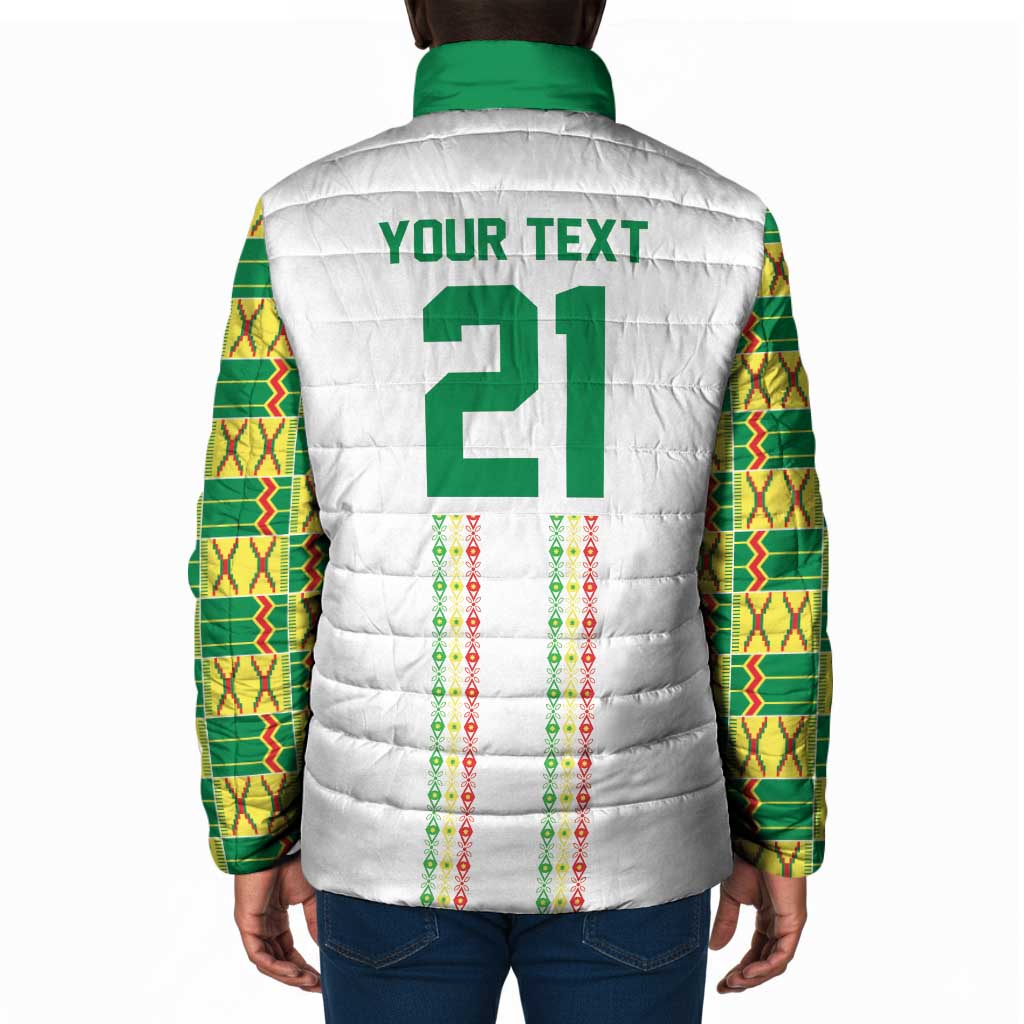 World Football 2026 Senegal Custom Padded Jacket African Kente White Pattern - Wonder Print Shop