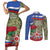 Russia Defender of The Fatherland Day Couples Matching Short Sleeve Bodycon Dress and Long Sleeve Button Shirt