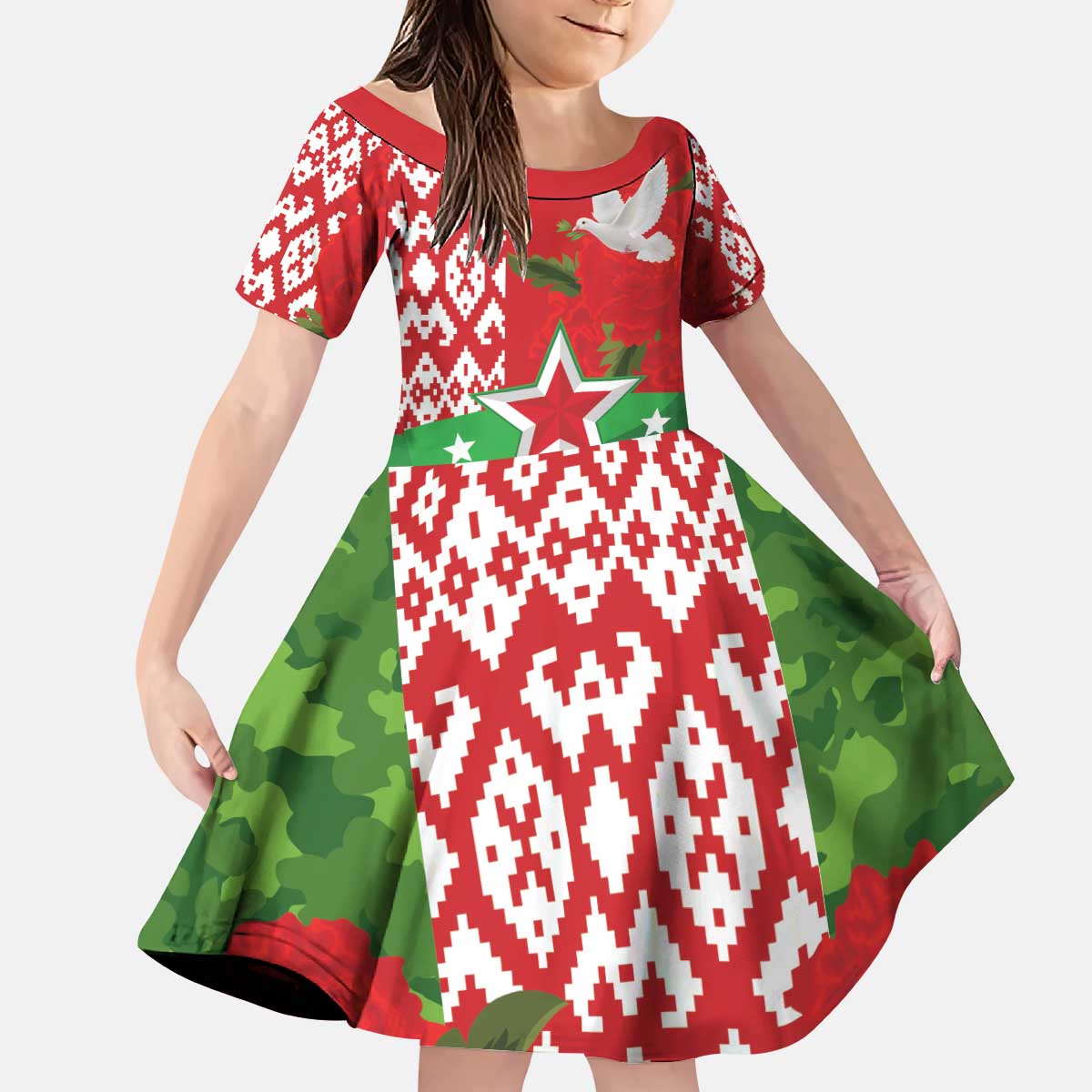 Belarus Defender of The Fatherland Day Kid Short Sleeve Dress