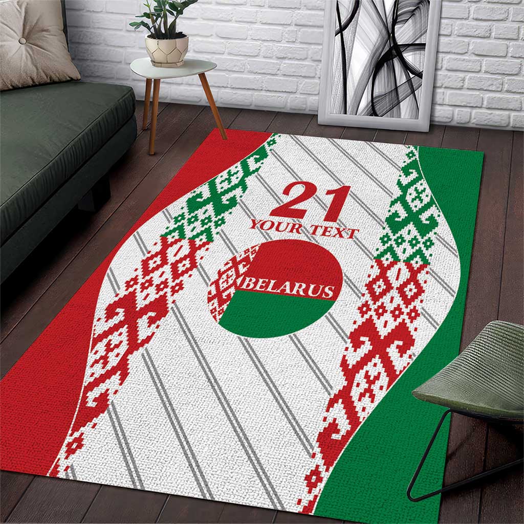 Belarus Football Custom Area Rug Rushnyk Pattern