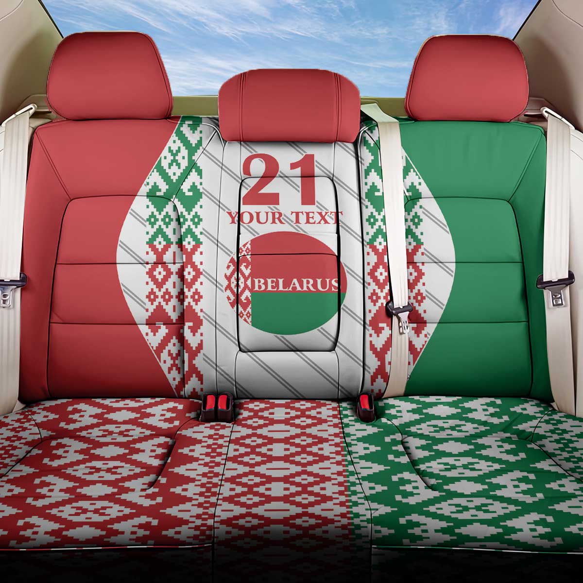 Belarus Football Custom Back Car Seat Cover Rushnyk Pattern