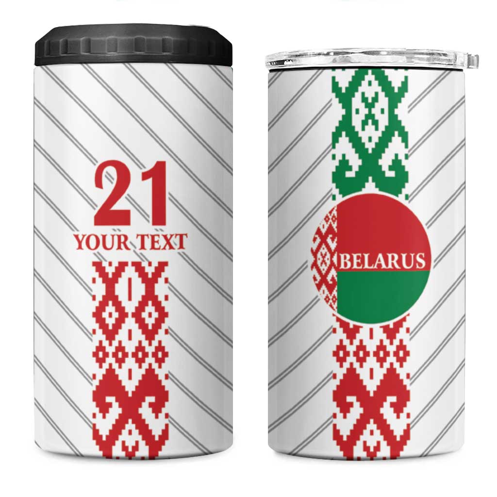 Belarus Football Custom 4 in 1 Can Cooler Tumbler Rushnyk Pattern