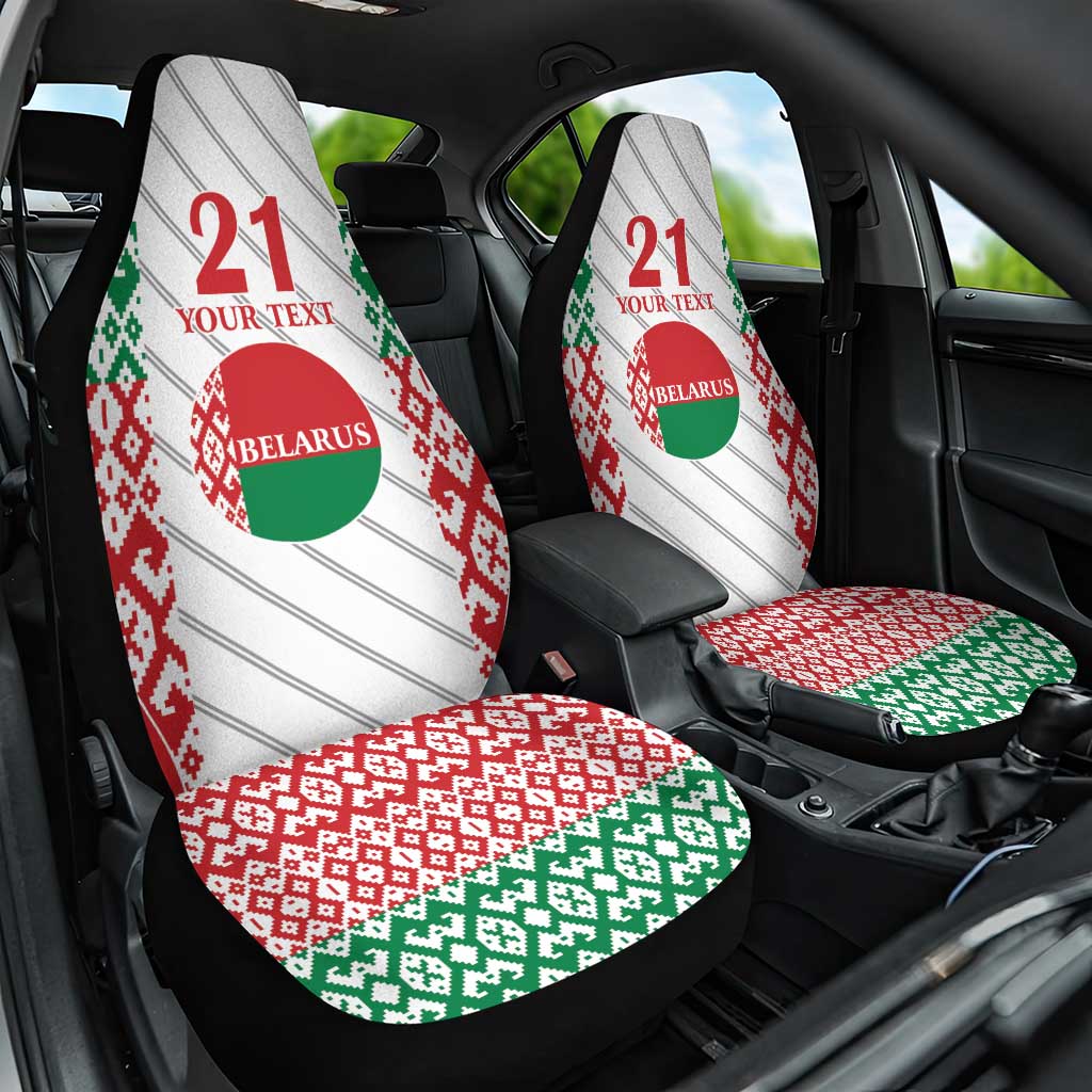 Belarus Football Custom Car Seat Cover Rushnyk Pattern