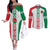 Belarus Football Custom Couples Matching Off The Shoulder Long Sleeve Dress and Long Sleeve Button Shirt Rushnyk Pattern