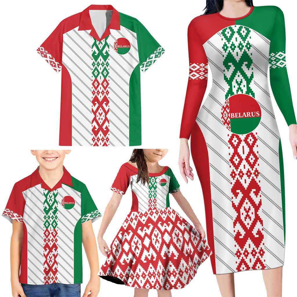 Belarus Football Custom Family Matching Long Sleeve Bodycon Dress and Hawaiian Shirt Rushnyk Pattern