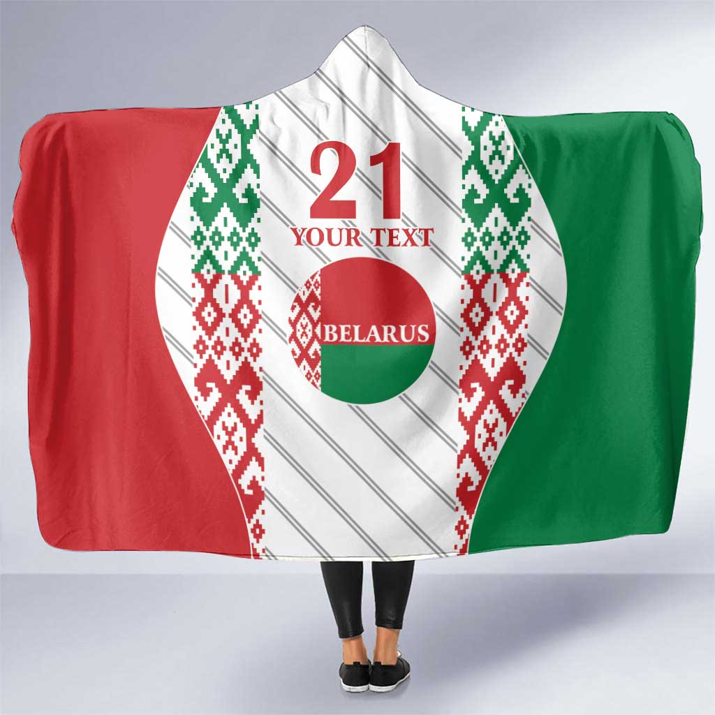 Belarus Football Custom Hooded Blanket Rushnyk Pattern