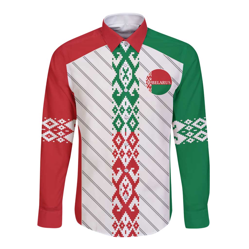 Belarus Football Custom Long Sleeve Button Shirt Rushnyk Pattern